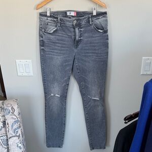 CAbi Women's Distressed Gray Skinny Jeans